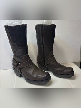 Route 66 Men’s Black Leather Biker/Harness Boots – Size 9.5